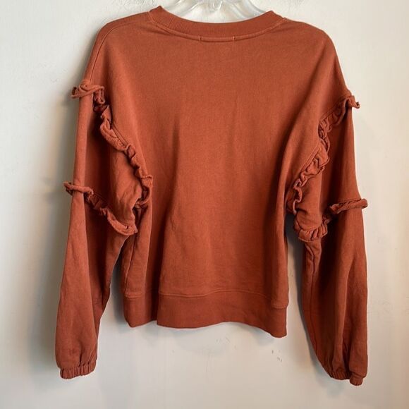 Rebecca Minkoff Evelyn Frill Balloon Sleeve Cotton Sweatshirt S - Picture 5 of 8